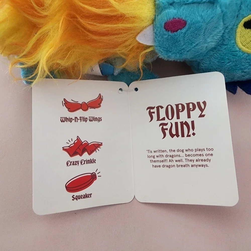 Hackleback the Dragon Dog Toy-Whip N Wings, Crazy Crinkle & Squeaker Dog Toy